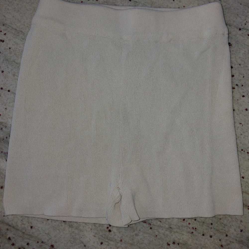 MESHKI Noah Knit Shorts Ivory Cream Ribbed Size S Clean Girl Old Money - Picture 5 of 12